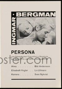 6d916 PERSONA Swiss program '67 close up of Liv Ullmann & Bibi Andersson, Ingmar Bergman classic!