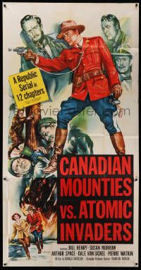 6f058 CANADIAN MOUNTIES VS ATOMIC INVADERS 3sh '53 Republic Canadian Mountie sci-fi serial!