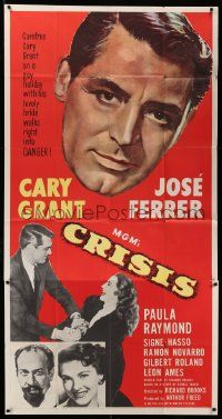 6f070 CRISIS 3sh '50 great huge headshot artwork of Cary Grant, plus Paula Raymond & Jose Ferrer!