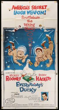 6f078 EVERYTHING'S DUCKY 3sh '61 artwork of Mickey Rooney & Buddy Hackett with a talking duck!