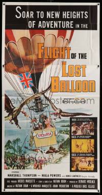 6f083 FLIGHT OF THE LOST BALLOON 3sh '61 soar to new heights of adventure, hot air balloon art!