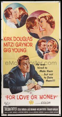 6f085 FOR LOVE OR MONEY 3sh '63 Kirk Douglas was hired to mate them but not date them!