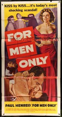 6f086 FOR MEN ONLY 3sh '52 Paul Henreid, sleazy Margaret Field, today's wild youth, The Tall Lie!