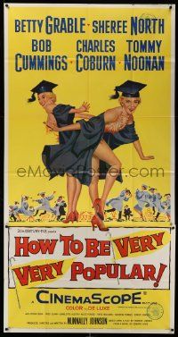 6f098 HOW TO BE VERY, VERY POPULAR 3sh '55 full-length art of sexy Betty Grable & Sheree North!