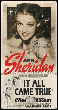 6f102 IT ALL CAME TRUE 3sh '40 incredible c/u of sexy Ann Sheridan + tiny Humphrey Bogart, rare!