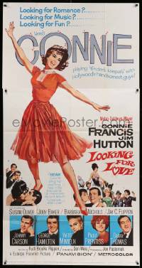 6f113 LOOKING FOR LOVE 3sh '64 great full-length art of pretty singer Connie Francis!
