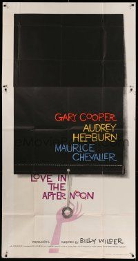 6f115 LOVE IN THE AFTERNOON 3sh '57 directed by Billy Wilder, great Saul Bass artwork!