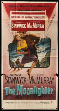 6f124 MOONLIGHTER 3D 3sh '53 art of sexy Barbara Stanwyck & Fred MacMurray popping out of screen!