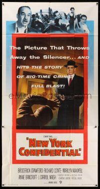 6f127 NEW YORK CONFIDENTIAL 3sh '55 Broderick Crawford, Richard Conte, story of big-time crime!
