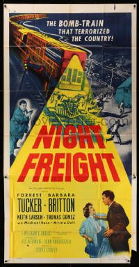6f128 NIGHT FREIGHT 3sh '55 Forrest Tucker & the bomb-train that terrorized the country!