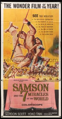 6f145 SAMSON & THE 7 MIRACLES OF THE WORLD 3sh '62 Maciste Alla Corte Del Gran Khan, sexy art!