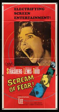 6f149 SCREAM OF FEAR 3sh '61 Hammer, classic terrified Susan Strasberg horror image!