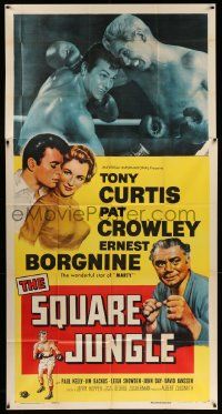 6f161 SQUARE JUNGLE 3sh '56 great c/u of boxing Tony Curtis fighting in the ring, Ernest Borgnine!