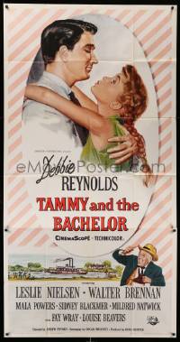 6f169 TAMMY & THE BACHELOR 3sh '57 artwork of Debbie Reynolds seducing Leslie Nielsen!