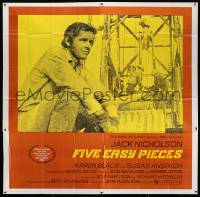 6f210 FIVE EASY PIECES 6sh '70 great image of Jack Nicholson, directed by Bob Rafelson!