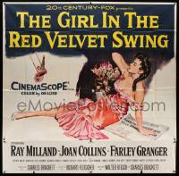 6f213 GIRL IN THE RED VELVET SWING 6sh '55 art of half-dressed Joan Collins as Evelyn Nesbitt Thaw