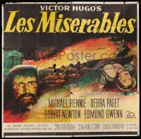 6f222 LES MISERABLES 6sh '52 Michael Rennie as Jean Valjean, Debra Paget, Victor Hugo!