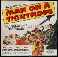 6f229 MAN ON A TIGHTROPE 6sh '53 directed by Elia Kazan, great circus montage artwork!