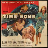 6f249 TIME BOMB 6sh '53 great art of Glenn Ford & Anne Vernon, 80 minutes of SUSPENSE!