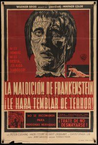 6f738 CURSE OF FRANKENSTEIN Argentinean '57 Hammer horror, cool close up monster artwork!