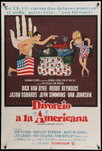 6f753 DIVORCE AMERICAN STYLE Argentinean '67 different art of Dick Van Dyke & Debbie Reynolds!