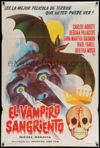 6f766 EL VAMPIRO SANGRIENTO Argentinean '63 cool artwork of vampire, bat & bloody skull!