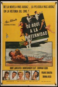 6f784 FROM HERE TO ETERNITY Argentinean '54 classic c/u of Lancaster & Kerr kissing on beach!