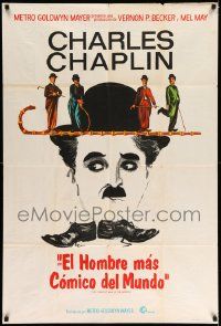 6f786 FUNNIEST MAN IN THE WORLD Argentinean '67 cool c/u art of Charlie Chaplin w/4 small images!