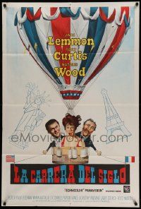 6f797 GREAT RACE Argentinean '65 art of Tony Curtis, Jack Lemmon & sexy Natalie Wood in balloon!