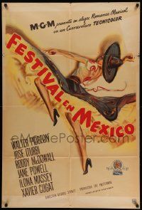 6f805 HOLIDAY IN MEXICO Argentinean '46 Walter Pidgeon, Jose Iturbi, Jane Powell, cool art!