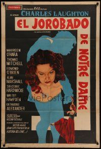 6f810 HUNCHBACK OF NOTRE DAME Argentinean R50s Charles Laughton & Maureen O'Hara, different art!
