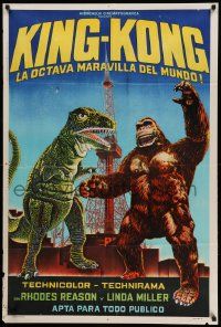 6f821 KING KONG ESCAPES Argentinean '76 completely different art with wacky dinosaur by Pezzuto!