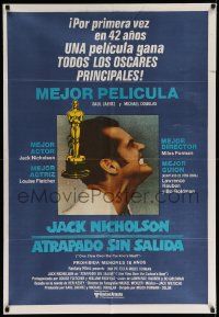 6f877 ONE FLEW OVER THE CUCKOO'S NEST Argentinean '75 c/u of Jack Nicholson, Milos Forman classic!