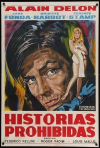 6f932 SPIRITS OF THE DEAD Argentinean '69 Federico Fellini, different art of Delon & Jane Fonda!