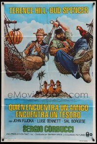 6f989 WHO FINDS A FRIEND FINDS A TREASURE Argentinean '81 Casaro art of Terence Hill & Bud Spencer!