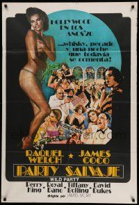 6f990 WILD PARTY Argentinean '75 sexy full-length Raquel Welch nearly naked + Akimoto art!