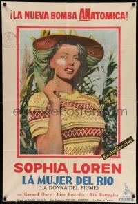 6f993 WOMAN OF THE RIVER Argentinean '56 La Donna del fiume, best c/u of sexiest Sophia Loren!