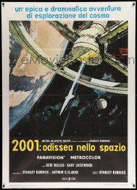 6f259 2001: A SPACE ODYSSEY Italian 1p R70s Stanley Kubrick, Bob McCall art of space wheel!