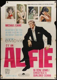 6f263 ALFIE Italian 1p '66 different art of Michael Caine & sexy girls by Sandro Symeoni!