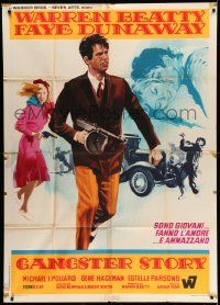 6f285 BONNIE & CLYDE Italian 1p '67 Nistri art of Warren Beatty & Faye Dunaway, Gangster Story!