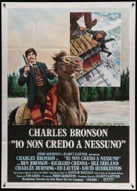 6f287 BREAKHEART PASS Italian 1p '76 different Ciriello art of Charles Bronson with gun on horse!
