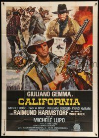 6f291 CALIFORNIA Italian 1p '77 Giuliano Gemma, cool spaghetti western art with reward poster!