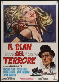 6f305 COMEDY OF TERRORS Italian 1p '64 different Mos art of Vincent Price & sexy girl strangled!