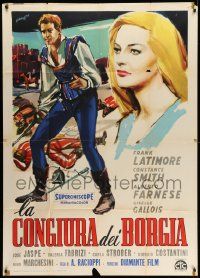 6f307 CONSPIRACY OF THE BORGIAS Italian 1p '59 art of Frank Latimore & Constance Smith by Manfredo!