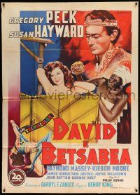 6f315 DAVID & BATHSHEBA Italian 1p '52 different Spagnoli art of Gregory Peck & sexy Susan Hayward
