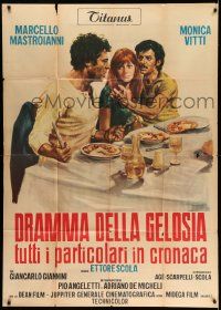 6f332 DRAMA OF JEALOUSY & OTHER THINGS Italian 1p '71 art of Vitti between Mastroianni & Giannini!