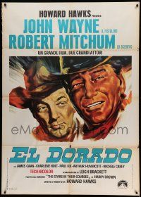 6f334 EL DORADO Italian 1p R60s different art of John Wayne & Robert Mitchum, Howard Hawks!