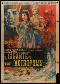 6f358 GIANT OF METROPOLIS Italian 1p '61 cool fantasy art, the lost city of Atlantis!