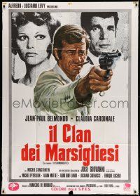 6f378 HIT MAN Italian 1p R70s different Casaro art of Jean-Paul Belmondo, Claudia Cardinale