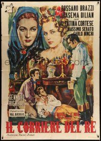 6f390 IL CORRIERE DEL RE Italian 1p '47 Longi art of Rossano Brazzi & Valentina Cortese, rare!
